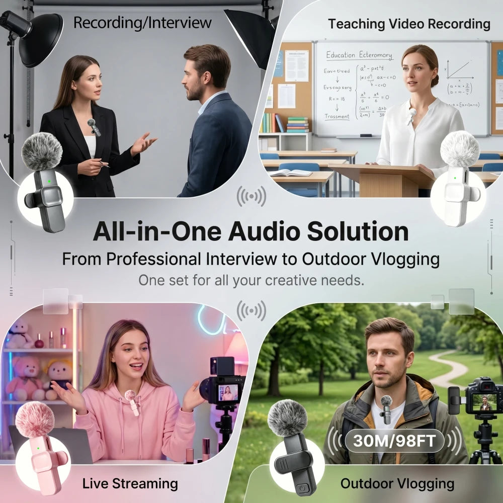 Wireless Lavalier Microphones for IPhone, Android, IPad